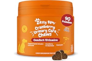 Zesty Paws Urinary Care à la Cranberry - Prévention de l'inconfort urinaire- Complément pour sous Forme de friandise - Exocyan® - D-mannose - graines d'ortie - 90 Unités