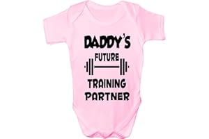 PRINT4U Daddy's Future Training Partner Boys Girls Baby Babygrow Age 3-6 Months Pink