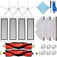 QAQGEAR Replacement Parts for Xiaomi Roborock S6 S60 S65 S5 MAX S6 MAXV S6 Pure Vacuum Cleaner Accessories, 2 Roller Brushes, 4 Filters, 3 Mop Cloths Rags, 3 Side Brush, 6 Water Filter (18 Pcs)