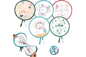 MIVAIUN 6 Ventaglio Portatile, Ventaglio A Mano Pieghevole, Ventaglio Pieghevole Rotondo, Mini Ventaglio Rotondo, Ventaglio da Borsetta Piccolo, per Festival, Matrimonio, Compleanno