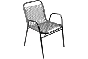 THE SECRET HOME - Silla de Jardín - Asiento en Metal y Polietileno/Tela para Exteriores - Ideal para Jardín, Balcón o Terraza - Varios Modelos (1, Modelo 1 - Gris)