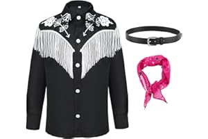 Yulefly Cowboy Cosplay Costume Adults Men Jean Shirt Tie Belt Outfits Halloween Carnival Suit, Black