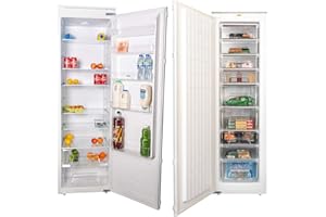 SIA 54cm White Fully Integrated Tall Freezer & Larder Fridge Twin Pack A+ Rating