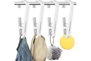 COMNICO 4 ganci per la biancheria con clip per appendere calze, stivali, reggiseni, asciugamani, grucce per armadio, mollette per casa, cucina, bagno, guardaroba, viaggi, attività all'aperto (bianco)