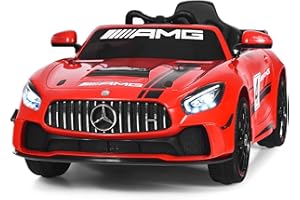 COSTWAY 12V Mercedes Benz Kinderauto mit 2,4G Fernbedienung, 3 Gang Elektroauto 3-5km/h mit LED Scheinwerfer, MP3, Hupe und Musik, Schaukelfunktion, Kinderfahrzeug 2 Türen zum Öffnen 3-8 Jahre