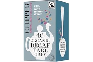 CLIPPER NATURAL, FAIR & DELICIOUS Clipper Fairtrade Organic Decaf Earl Grey Tea Bags | Natural, Unbleached, Plant-Based Biodegradable & Non GM Black Tea | Eco Conscious Decaffeinated Tea Bags | Individually Wrapped (40 Teabags)