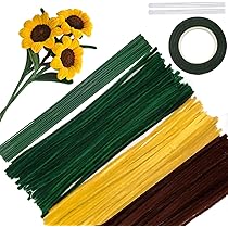 AHAMETON Lot De 216 Cure-pipes Avec Fils Floraux Et Ruban De Jardinage, Tiges Chenilles Pour La Fabrication De Bouquets De Tulipes, Projets D'artisanat Et Décorations Pour Enfants