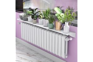 GXHYSW Mensola Sopra Termosifone Senza Foratura, Copritermosifone Moderno Bianco Antifumo Antipolvere, Copricalorifero Lega di Alluminio con Staffa da 5 cm per Ufficio Domestico, 120CM