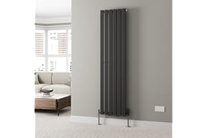 DuraTherm® 1800 x 452mm Black Vertical Designer Radiator Single Column Flat Panel Modern Central Heating Panels Bathroom Radiators