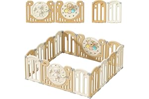 ZKIPRM Parc Bebe Modulable, Parc Bebe Pliable, XXL Extra Large Parc Bebe, Loquet Parcs, Raccords Solides, Matériau de Sécurité HDPE, Réglage Antidérapant (12 14 16 Panneaux)