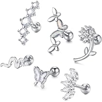 Briana Williams Boucles Cartilage 16G - Lot 3 Acier CZ Papillon