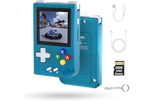 Whatsko RG Nano Consolas de Juegos Portátil,Aluminum Alloy CNC,Retro Handheld Game Console Support Clock,Altavoz Hi-Fi Reproductor de Música,1.54 Inch IPS Screen 64G TF Card 5405 Games（Azul）