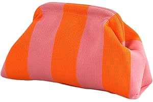 CXINLky Sommer Strand Clutch Damen, Gestrickt Gestreift Kontrastfarbe Handtaschen Klein Clutch Gewebte Tasche für Sommerstrände, Shopping, Reisen