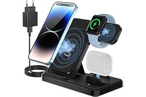 Caricatore Wireless, layajia 3 in 1 Stazione di Ricarica Wireless, Caricatore Wireless per i Phone15/14/13/12/11/Pro/Max/XS/XR/X/8/Plus, Apple Watch 7/6/5/4/3/2/SE, Air Pods 3/2/Pro