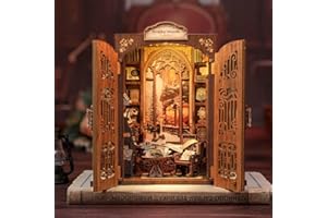 Figured'Art Book Nook Kit - Souvenirs de la Librairie - Maquette à Construire avec Lumières LED - Diorama 3D DIY Serre-Livre pour Bibliothèque et Décoration Maison - Monde Miniature - Marque Française