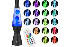 Soarling 14.5" Art Deco Liquid Motion Lamp, Remote Control 17 Colour Changing Night Light, Retro Mood Lamp for Bedroom Decor, Kids/Adults Gift for Christmas, Party (Black)