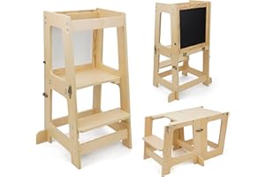 509 Crew Prema 3 w 1 wieża edukacyjna, pomocnik kuchenny dla dzieci, taboret do pedałowania, zestaw krzeseł edukacyjnych dla dzieci, kolor naturalny