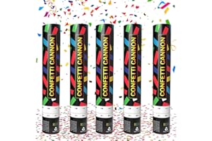 XPJBKC Biodegradable Confetti Cannons Large, Set of 5 Party Poppers Multi-Coloured Confetti, for Weddings, Parties, Baby Showers, Christmas, Birthday Parties - 30cm