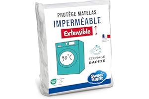 SWEET NIGHT - Ochraniacz na materac - Prześcieradło z gumką 140 x 200 cm - Wodoodporne, oddychające i ciche - Kształt prześcieradła z gumką 27 cm - Można prać w pralce w temperaturze 90°C - Certyfikat