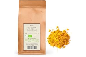 Kamelur 1kg de curcuma biologique moulu, curcuma issu de culture biologique contrôlée sans aucun additif