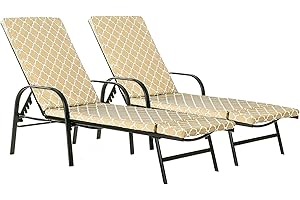Harbour Housewares 2x Beige Moroccan 192cm x 57cm Sun Lounger Cushions - Replacement Outdoor Garden Patio Sunbed Chair Pad - Sussex Range Cushion Only