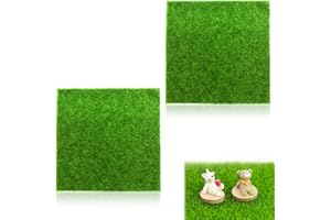Elkuaie Kunstrasenteppich, Kunstrasen-DIY-Mikrolandschaft, Mini-Kunstrasen, künstliche Moosdekoration für Mikrodekorationen, Garten, Puppenhaus, Rasenherstellung (15x15cm)