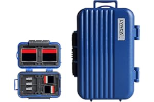 Estuche para Tarjeta de Memoria, LYNCA KH6 Funda para Tarjetas de Memoria con 24 Ranuras para 8 Tarjetas SD, 4 Tarjetas CF, 12 Tarjetas Micro SD/TF (Azul)
