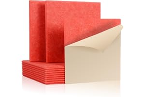 Rdutuok 12 Stück Selbstklebend Akustikplatten,30x30x1 cm Akustik Absorber Akustikpanel Schallschutzplatten für Tonstudio,Büro,Studio,Akustische Behandlung und Wanddekoration (Rot)