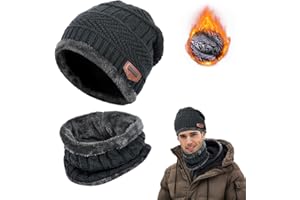 DTXYBC Berretto Sciarpa Invernale per Uomo Donna, Cappello Sciarpa Invernale Termico Set, Berretto Sciarpa Uomo in Maglia, Berretto Foulard con Fodera Pile, per Attività aperto, Regalo Invernale