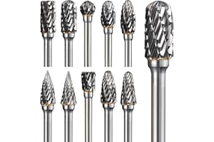 SHENGBENHAO Double Cut Carbide Burr Set Compatible with Dremel Rotary Tool, 10Pcs Rotary Burrs Set Die Grinder Bits with 3mm Shank for Metal Polishing DIY Woodworking Carving Engraving
