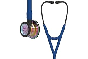 3M Littmann Stetoscopio diagnostico Cardiology IV, testina con finitura altamente lucidata arcobaleno, tubo auricolare blu navy, connettore e archetto nero, 69 cm, 6242