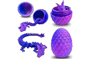 Cuackamily Uovo di Drago Stampato in 3D, Drago stampato 3D,Drago Articolato Drago Stampato in 3D in Uovo, giunti flessibili, giocattolo drago e uovo per scrivania decorazione per la casa(laser viola)
