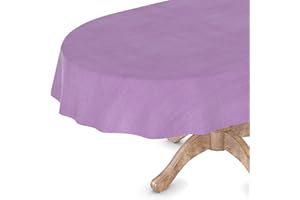 ‎ANRO Wachstuchtischdecke Wachstuch Tischdecke abwaschbar Rechteck, rund, oval Premium Textileffekt Prägung Gartentischdecke Oval 140 x 180cm Schnittkante Violett