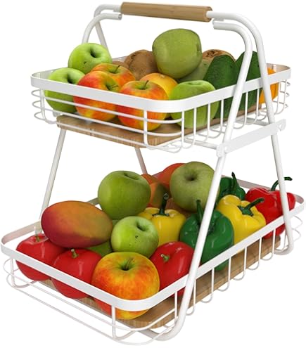 Portafrutta A Piani Cesto Per Frutta 2 Piani Cesto Frutta,Portafrutta A Ripiani Porta Porta Frutta A Piani - Foto 9