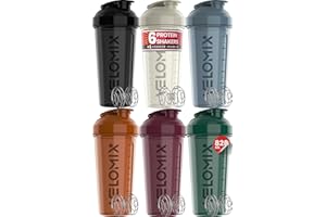 VELOMIX -6 PACK- 828ml Eiweiß Shaker - Auslaufsicher Shaker Proteinshake mit 6x Kugel, Drehverschluss & Mess-Skala | Protein Shaker Bpa Frei | Spülmaschinengeeignet