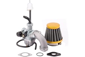 GOOFIT PZ22 Carburetor Hand Choke Metal Intake Manifold Metal Golden Air Filter Fuel Filter Gasket 22mm Carb Replacement for 4 Stroke 50cc 70cc 80cc 90cc 110cc 125cc Dirt Bike and Go Kart ATV Quad