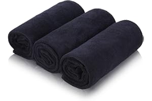 Meng Jiaran 3 Pack Gym Towels Microfibre Towels 75x35cm Fast Drying Black Lightweight & Quick Dry Towel For Women Men Gym Fitness,Yoga, Camping, Sports