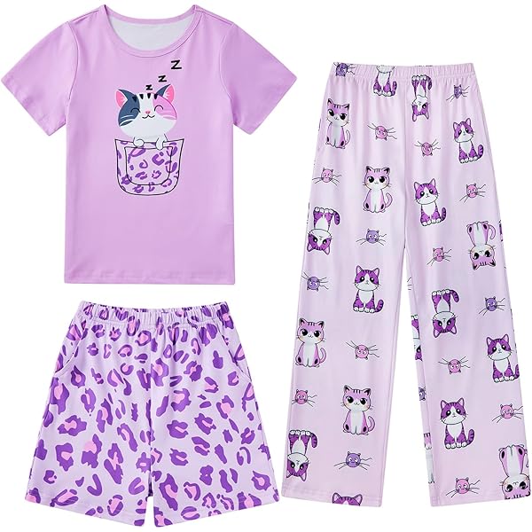 A2Z 4 Kids Meisjes Jongens Goodnight Pajamas Kinderen PJs 2 Stuk Luipaard Set Loungepak Voor - PJS 181 Hello Plum 7-8