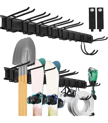 Support Extractible Pour Balai Et Serpillère - Organisateur Coulissant De Placard - Pour Garage, Buanderie, Rangement - 31 Cm Avec 10 Crochets