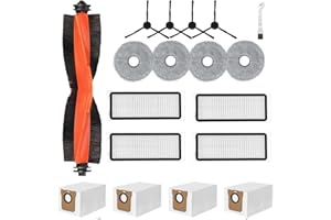 QWYTLROX 18 Accessoires pour Xiaomi Robot Vacuum X20 Max / X20 Pro Aspirateur, 1 Brosse Principale, 4 HEPA Filtres, 4 Chiffons, 4 Sacs à poussière, 4 Brosses latérales,1 Brosse de Nettoyage