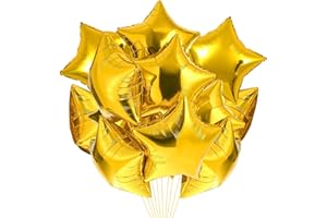 MELEAGER Globos de papel de estrella dorados 20 piezas, globos de helio de estrella, globos de papel de globo de helio de globos de estrella, decoración de boda, decoración de cumpleaños o día de San Valentín
