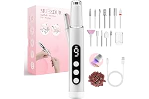 MUEZDUR Electric Nail Files, Nail Drill Machine 9 Speeds 35000RPM with UV Light for Acrylic Nails Gel, Adjustable Professional E File Manicure & Pedicure Tools Gifts for Girl Women Mum