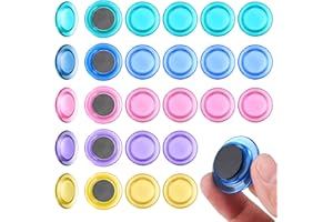 DIUJHUUY 25 Pcs Whiteboard Magnets, Round Notice Board Planning Refrigerator Magnets, 30 mm Plastic Covered Magnetic Buttons Magnets for School Office Home, Clear Colourful