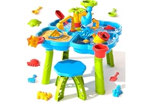 Doloowee Juguete de Mesa de Arena y Agua para niños, 4 en 1 Ducha Agua Estanque Mesa de Agua | Mesa de Juego de Agua para niños, Mesa de Actividad de Verano Juguetes al