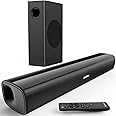 Saiyin Sound Bars for TV with Subwoofer, 2.1 Deep Bass Small Soundbar Monitor Speaker Home Theater Surround System PC Gaming Bluetooth 5.3 /AUX/Optical Connection, Wall Mountable 17-inch