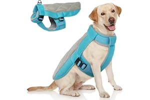 Hjumarayan Giubbotto Refrigerante Cane, Confortevole Cappottino Refrigerante per Cani Gilet Rinfrescante Cane Traspirante Giubbotto Cane con Pettorina adatto alle calde giornate estive, Blu L