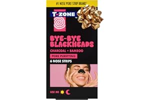 T-Zone Charcoal & Bamboo Nose Pore Strips (6 Pack) - Blackhead Remover Strips with Activated Charcoal, Unclogs Pores, Removes Dirt & Oil for Fresh, Clearer Skin