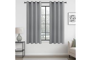 MRTREES Light Grey Curtains Blackout Curtains Bedroom 54 Drop 2 Panels Eyelet Thermal Curtain for Living Room Soft Texture Window Treatments for Kids 46x54 Inch 117x137 CM