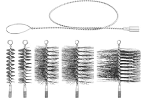 VIVIHEYDAY 5 Stück Ofenrohrbürste Set, 30mm 50mm 80mm 110mm 150mm Schornsteinbesen mit 1m Stahldraht, M12 Heizkesselbürste Kaminbürste Reinigung Set für Schornstein Ofenrohr Kamin Reinigung Rauchrohr Heizkessel