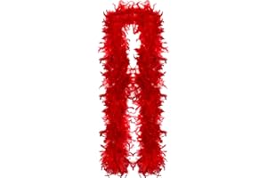 GEWDW Colorful Feather Boa, 2M Fluffy Feather Boa Fancy Dress for Women Feather Boa Fancy Dress Accessories for Wedding Parties, Concert, Fancy Dresses, Hen Nights, Halloween, Christmas (Red)